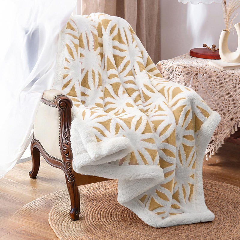 LOMAO Sherpa Fleece Blanket Fuzzy Soft Throw Blanket Dual Sided Blanket for Couch Sofa Bed (Yellow, 71''x80'') - Image 1